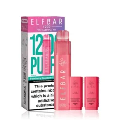 Elf Bar 1200 Puff Disposable Pod Kit -Electronic Cigarette Shop Elf Bar 1200 Puff Disposable Pod Kit Strawberry Raspberry Cherry Ice