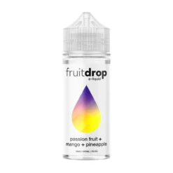 Fruit Drop E-Liquid Range 100ml 13 Fruit Drop E-Liquid Range 100ml -Electronic Cigarette Shop Fruit Drop 100ml Bottle Mockup Passion Fruit Mango Pineapple