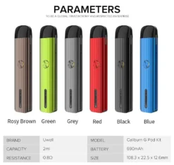 Uwell Caliburn G Pod Kit -Electronic Cigarette Shop Uwell Caliburn G Pod Kit Parameters e1618572887893